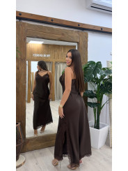 VESTIDO LENCERO MARRON