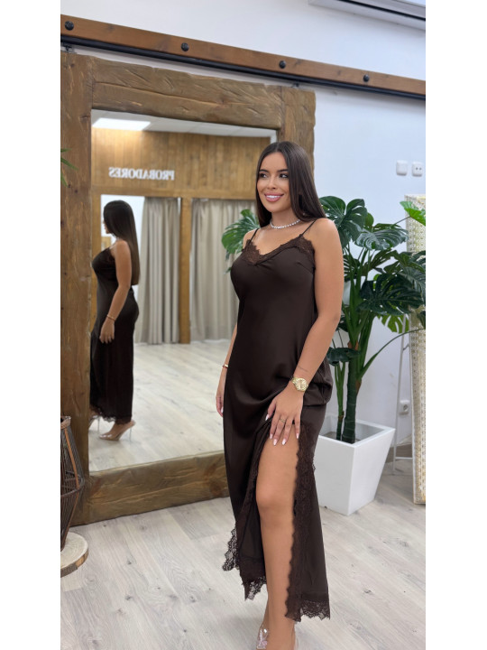 VESTIDO LENCERO MARRON