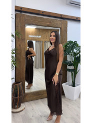 VESTIDO LENCERO MARRON