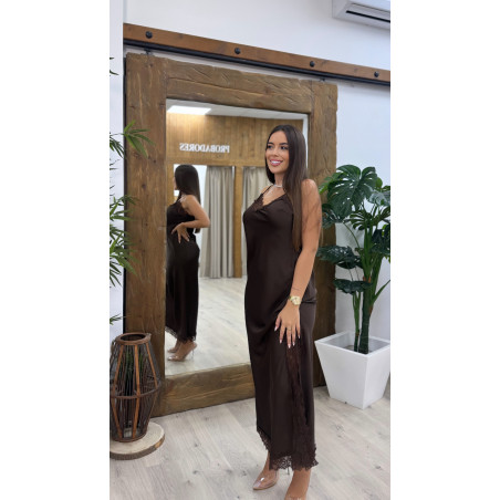 VESTIDO LENCERO MARRON