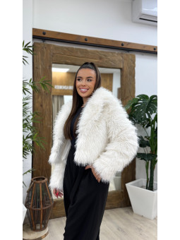 ABRIGO PELO EXTRA CORTO BLANCO