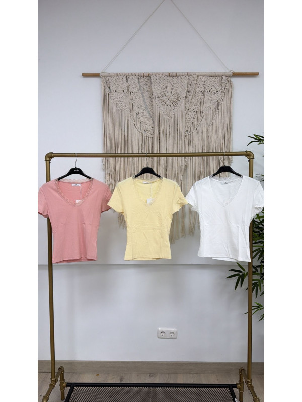 CAMISETA ENCAJE ALGODON